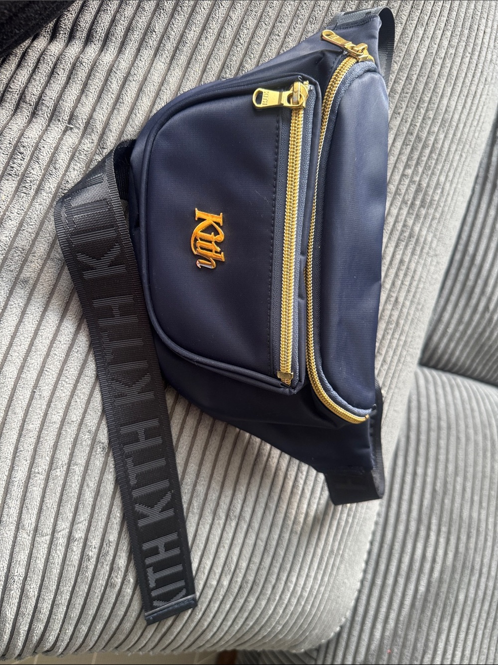 Kith Navy Belt Bag with Gold Hardware Fanny Pack